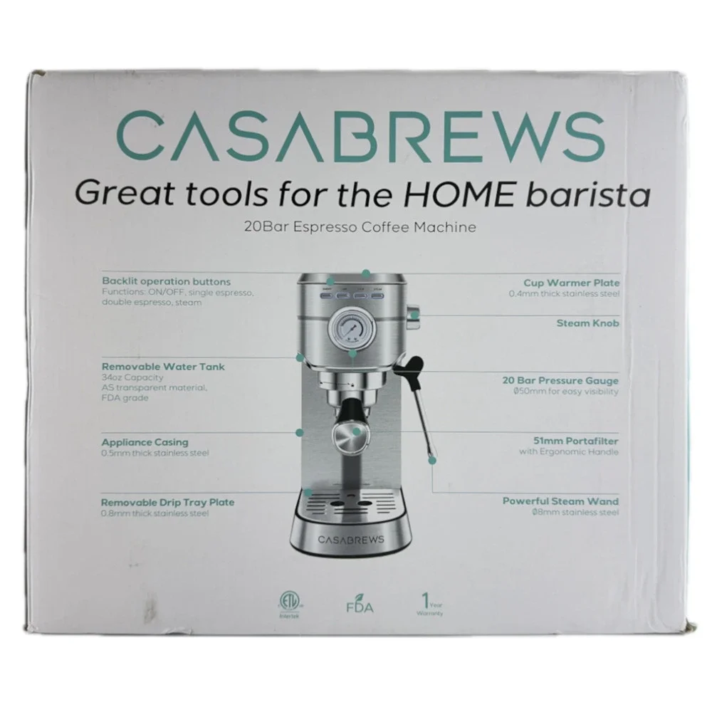 Casabrews CM5418 20 Bar Espresso Machine Coffee Maker Frother Stainless Steel